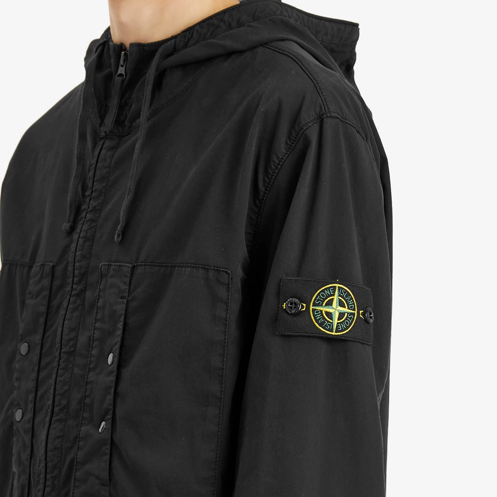Stone Island Men's Supima Cotton Twill Stretch-TC Hooded Jacket Black